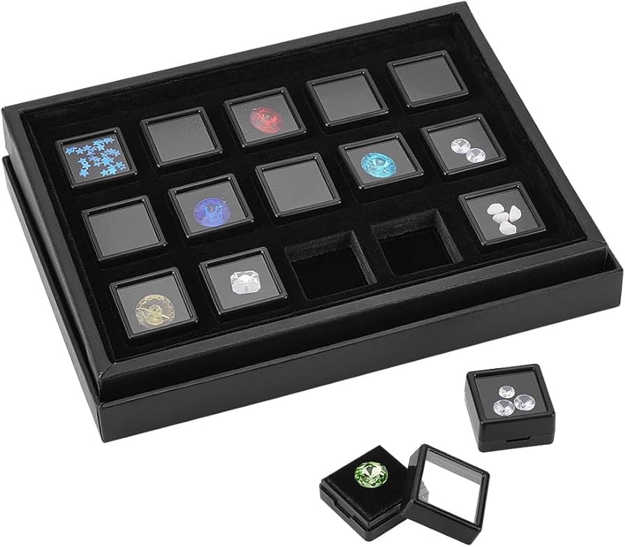 Diamonds&PearlsBox Set1000個限定！ Amazon.com: PH PandaHall Gemstone Display Boxes, Black Plastic Gem